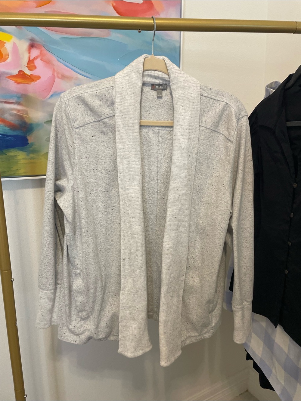 Talbots Light Heather‎ Gray Open Front Cardigan XL